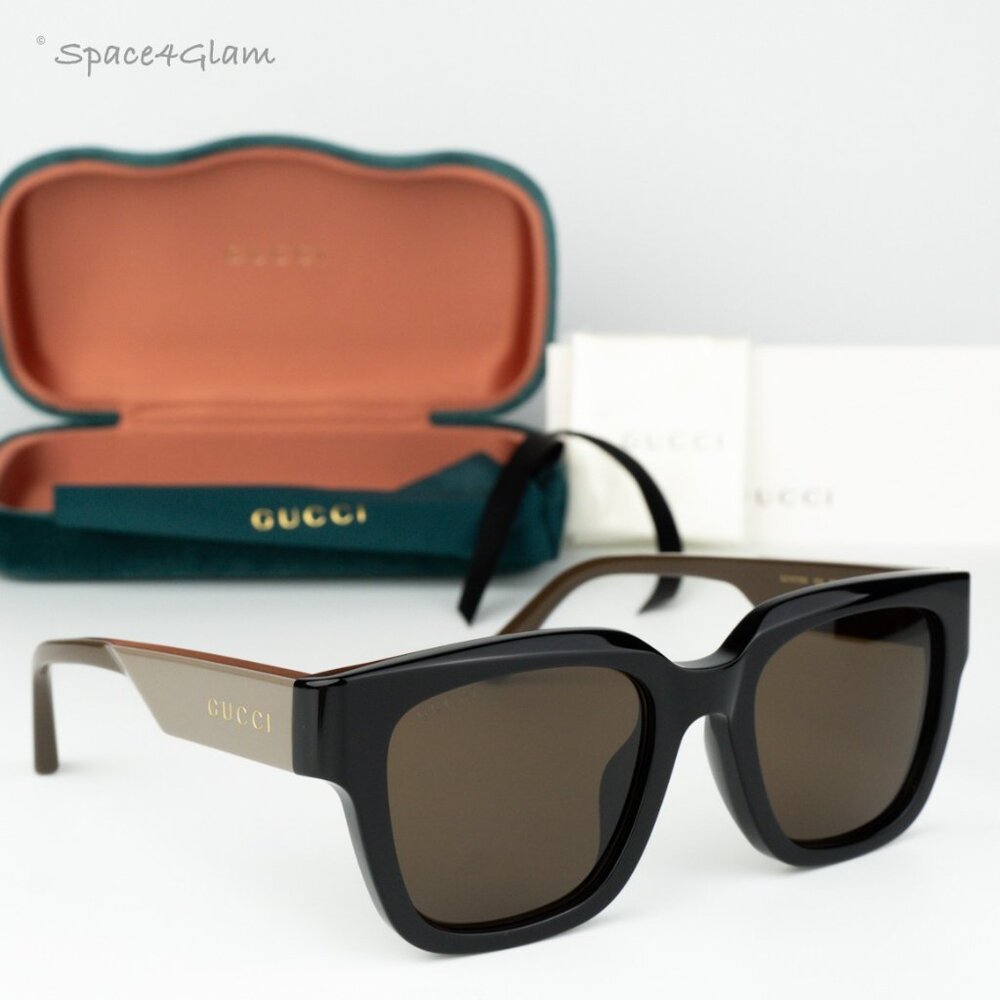 NEW Gucci GG1670SK 004 Black Green Brown Unisex Square Sunglasses GG 1670SK